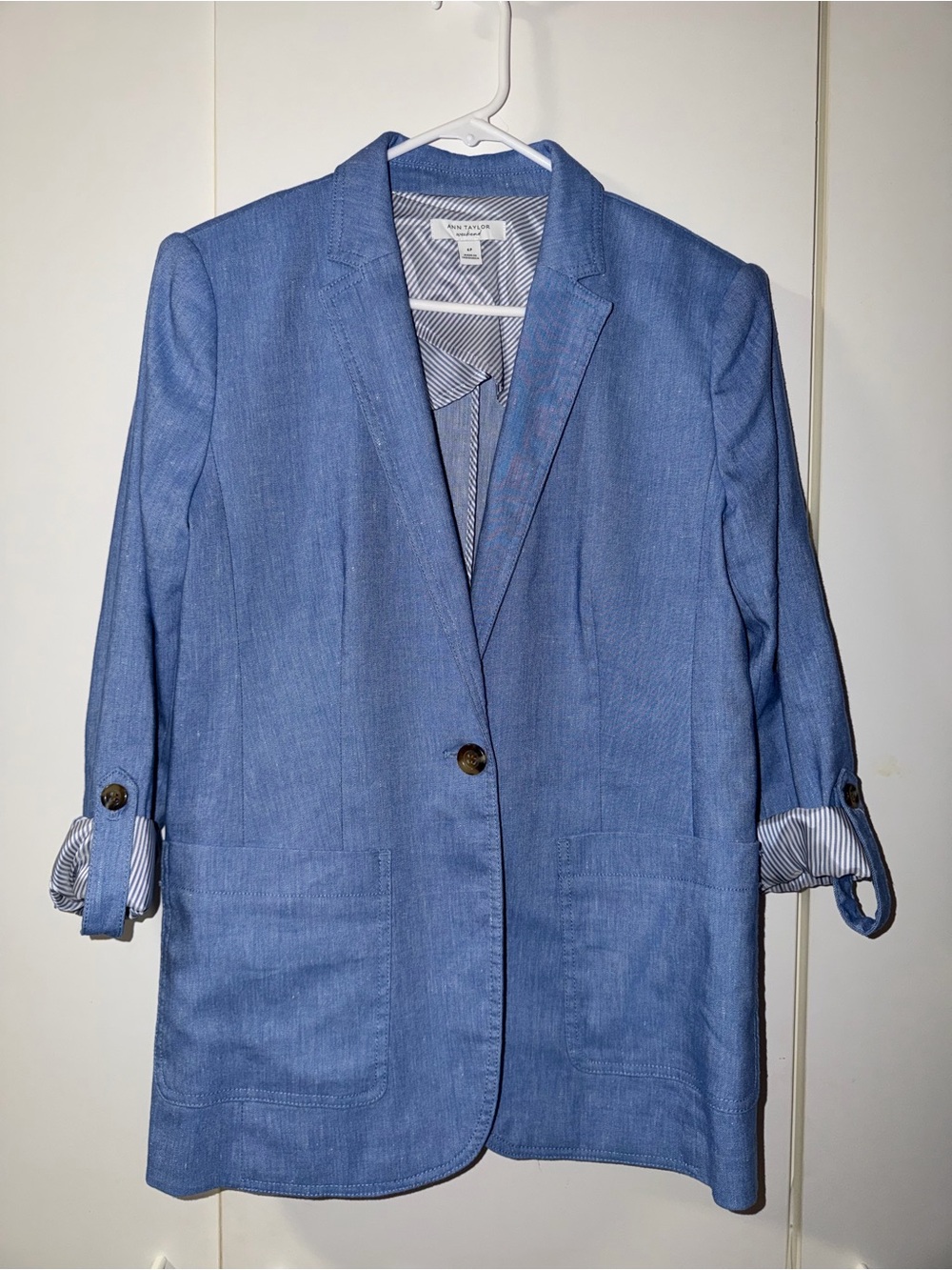 Ann Taylor Light Blue Linen Blazer